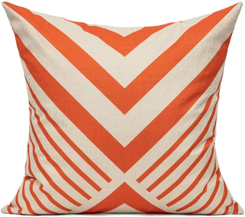 All Smiles Outdoor Patio Throw Pillow Covers Cases Indoor Furniture Decorative Cushion 18x18 Set of 4 for Home Porch Chair Couch Sofa Living Room Geometric Orange: Kitchen & Dining