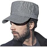 YukaBa Railroad Engineer Train Conductor Adult Hat Blue and White