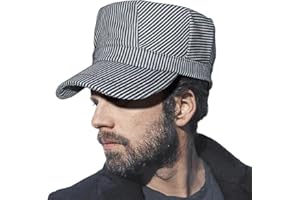 YukaBa Railroad Engineer Train Conductor Adult Hat Blue and White