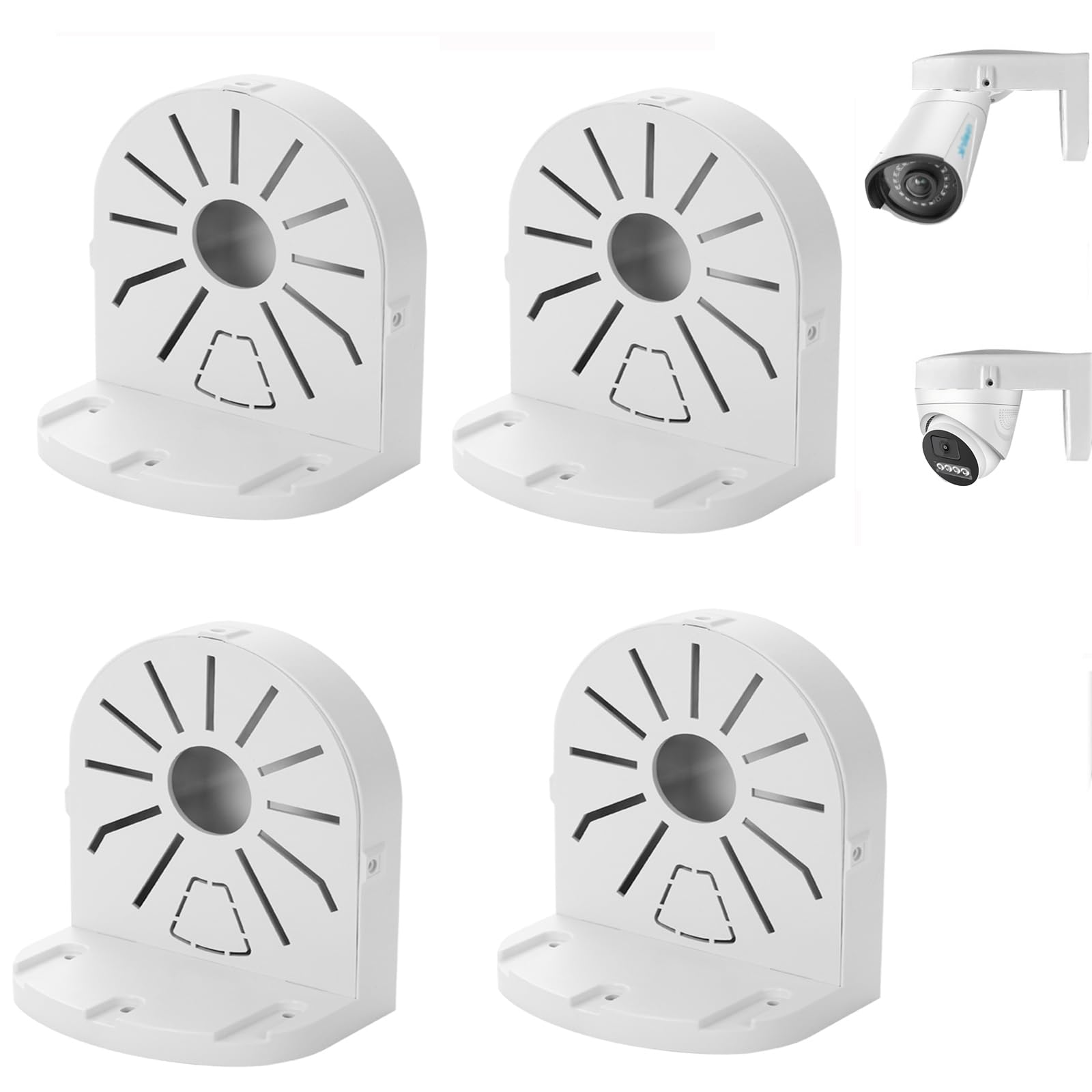 Photo 1 of Indoor Outdoor Camera Bracket ABS Plastic Wall Mount L-Shaped Bracket for Security Dome IP Camera Mounting, Junction Box Cable Management (4.5in-SL-4PACK)