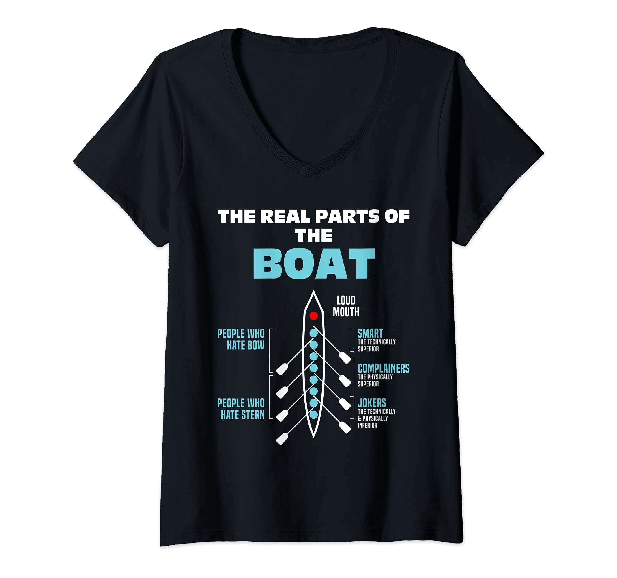 Womens Rowing The Real Parts Of The Boat Paddler Watersports Kayak V-Neck T-Shirt