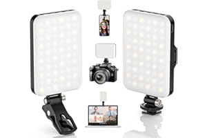 ALTSON 2-Pack 60 LED Selfie Light Portable Clip for Phone Fill Light Rechargeable 2200mAh Clip on Light, CRI 97+, 3 Light Modes Camera Lighting for Phone, iPhone, Webcam, TikTok, Photo, Makeup
