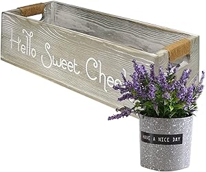 Farmhouse Home Toilet Paper Holder with Purple Lavender Potted Plant , Toilet Paper Storage , Gray Storage Basket with Funny Phrases