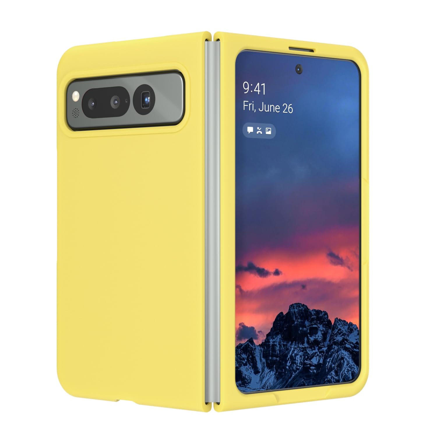Photo 1 of E Segoi Designed for Pixel Fold 2023 Case, Liquid Silicone Gel Rubber Shockproof Case Soft Microfiber Cloth Lining Cushion Compatible with Pixel Fold 5G 2023 (Yellow)