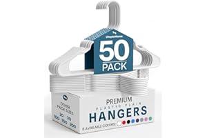 Utopia Home Plastic Hangers, 50 Pack, Clothes Hangers with Shoulder Grooves, Durable Space Saving Coat Hanger for Shirts, Pan