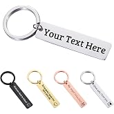 JUBOPE Customized Double-sided Keychain Stainless Steel Personalized Engraved Text Name Keychain Gifts for Men and Women