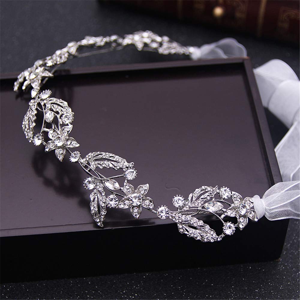 Silver Bridal Headband Rhinestone Headpiece Diamante Headdress Hair Vine for Brides Bridesmaid Bridal Hair Wedding Accessories