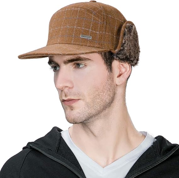 billed hat with ear flaps