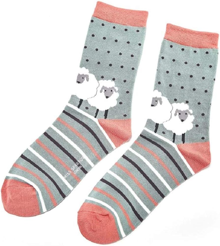 LilyRosa Women's White Sheep Socks Duck Egg Blue Green Mustard Girls Bamboo Mix (2 works), Multicolor, 4-7 - Image 5