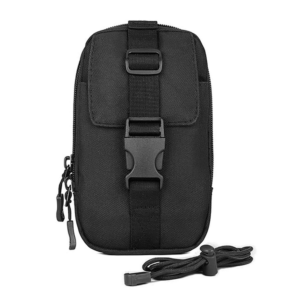 Huntvp Tactical Belt Bag Molle Phone Pouch Utility Pouch Holder Waist Bag Belt Attach for 5inch 6inch Cell Phone Sports Hiking Camping Type-2 Black