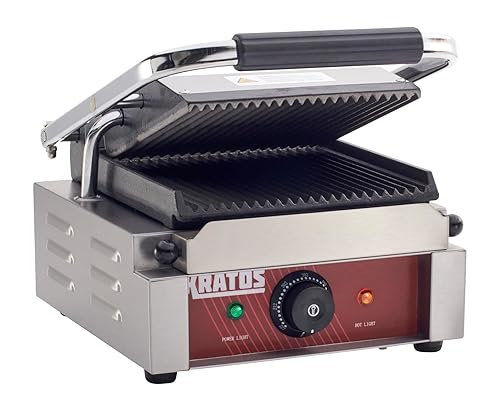 Kratos Commercial Electric Panini Sandwich Grill with Grooved
