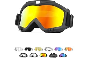 Yourkar Dirt Bike Goggles, Windproof ATV Off-Road Goggle, Wide Vision Riding Motorcycle Goggles, Motorcycle Accessories (Black-Red)