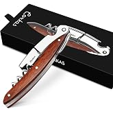 Wine Key - CORKAS Prestige Waiter Corkscrew with Rosewood Handle, Handcrafted Wine Opener Manual with Double Hinged, Foil Cutter and Bottle Opener, Ideal Gifts for Sommelier, Bartenders, Servers