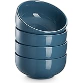 DOWAN 22 OZ Ceramic Soup Bowls & Cereal Bowls - 6" Classic Bowls Set of 4 for Soup, Cereal, Oatmeal, Fruit, Rice - Dishwasher & Microwave Safe (Airy Blue)