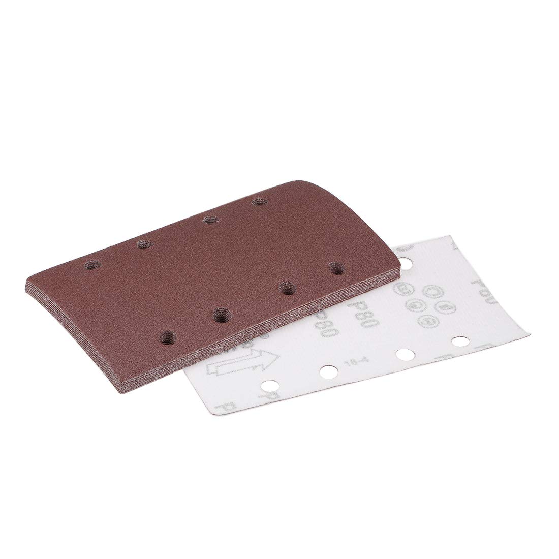 sourcing map 80 Grit 1/3 Sanding Sheet Sander Sandpaper Hook and Loop Pads 8 Hole 10pcs