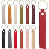 SUNNYCLUE 1 Box 26Pcs 13 Colors Laser Leather Keychains PU Engraving Leather Keychain Blanks Tags with Gold Key Rings Key Chain Hooks for Keychains Keyrings Making Supplies DIY Craft Leathers Working