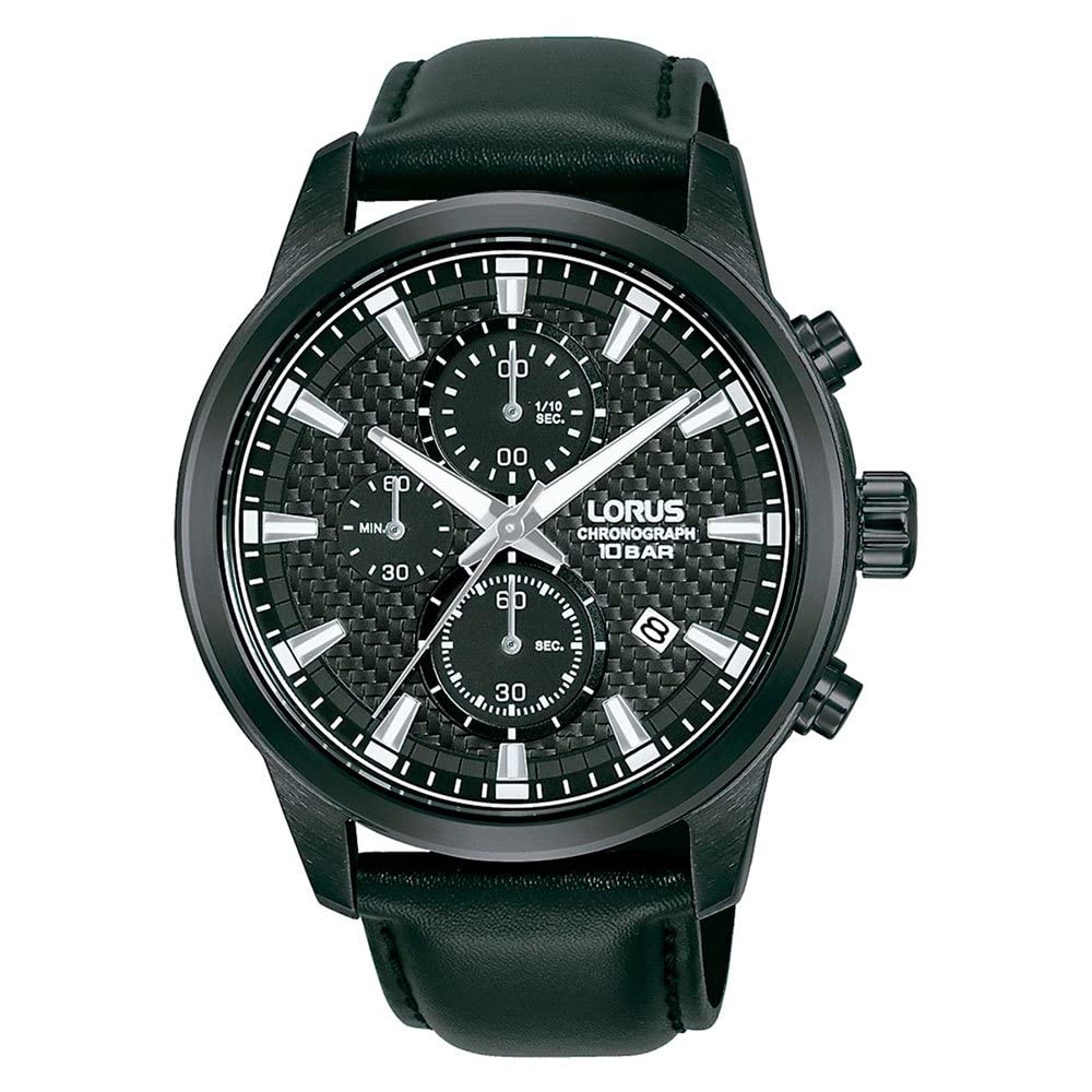 Lorus RM333HX9 Men's Analogue Quartz Watch with Leather Strap, Black, Strap