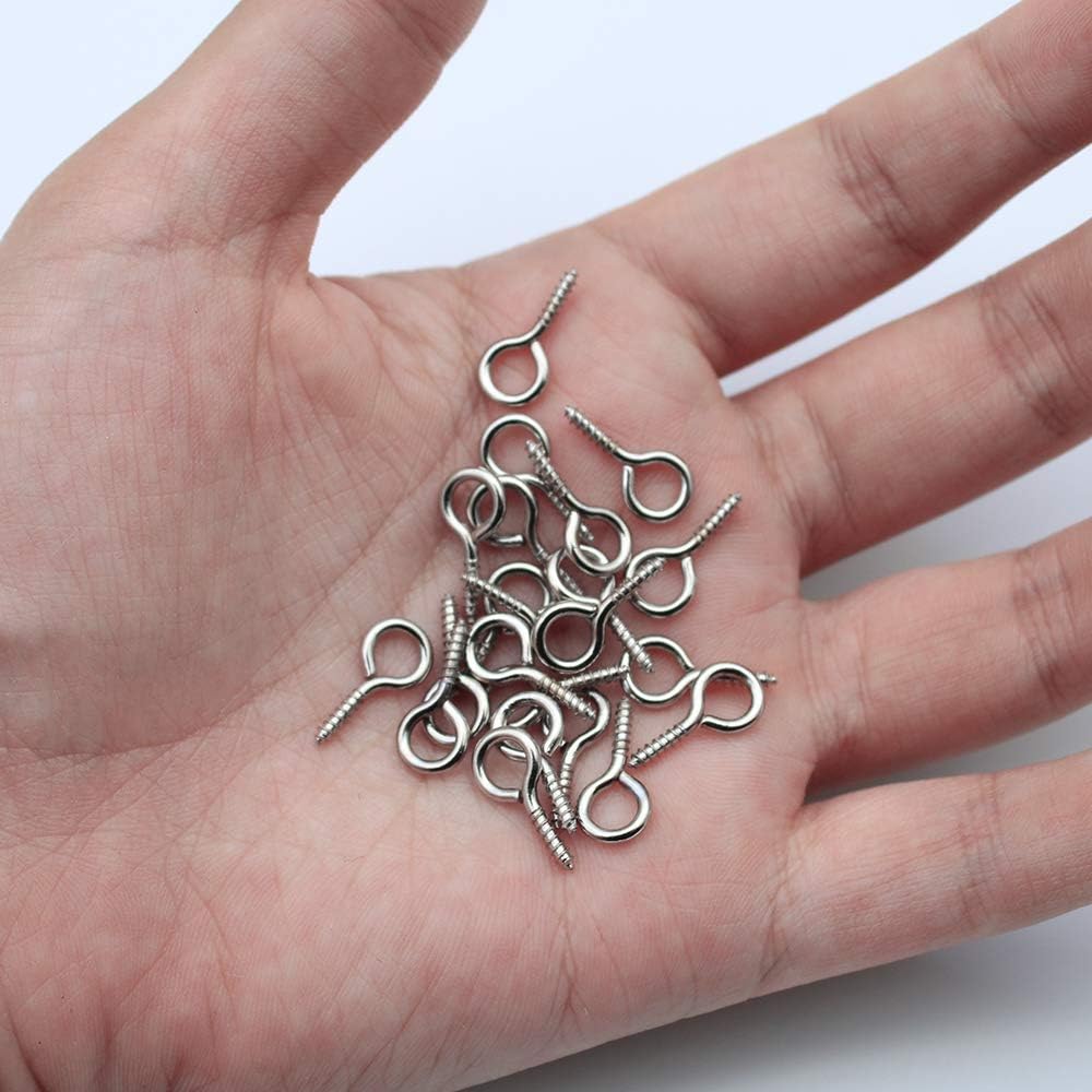 MZMing 300 Pack Mini Screw Eye Pin 15mm x 7mm Chrome Plated Eye Bolts Bail Peg Handmade Accessories for DIY Jewellery Making Bead Curtains Wood Resin Small Adorn Articles Clay Charm Craft Projects - Image 5