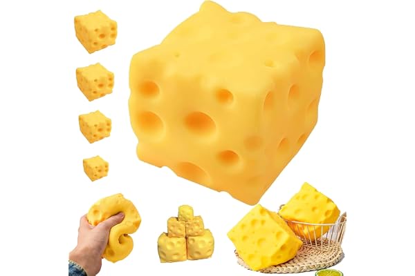 Yellow Big Cheese Squishy-Jumbo Squishy Cheese, 1.97/4.3 Inch Giant Cheese Squishy Soft Novelty Toy, Help for Relax,Focus, fo