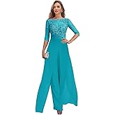 Mother of The Bride Pant Suits for Women Dressy Chiffon Jumpsuit Formal Outfit Wedding Guest Dresses