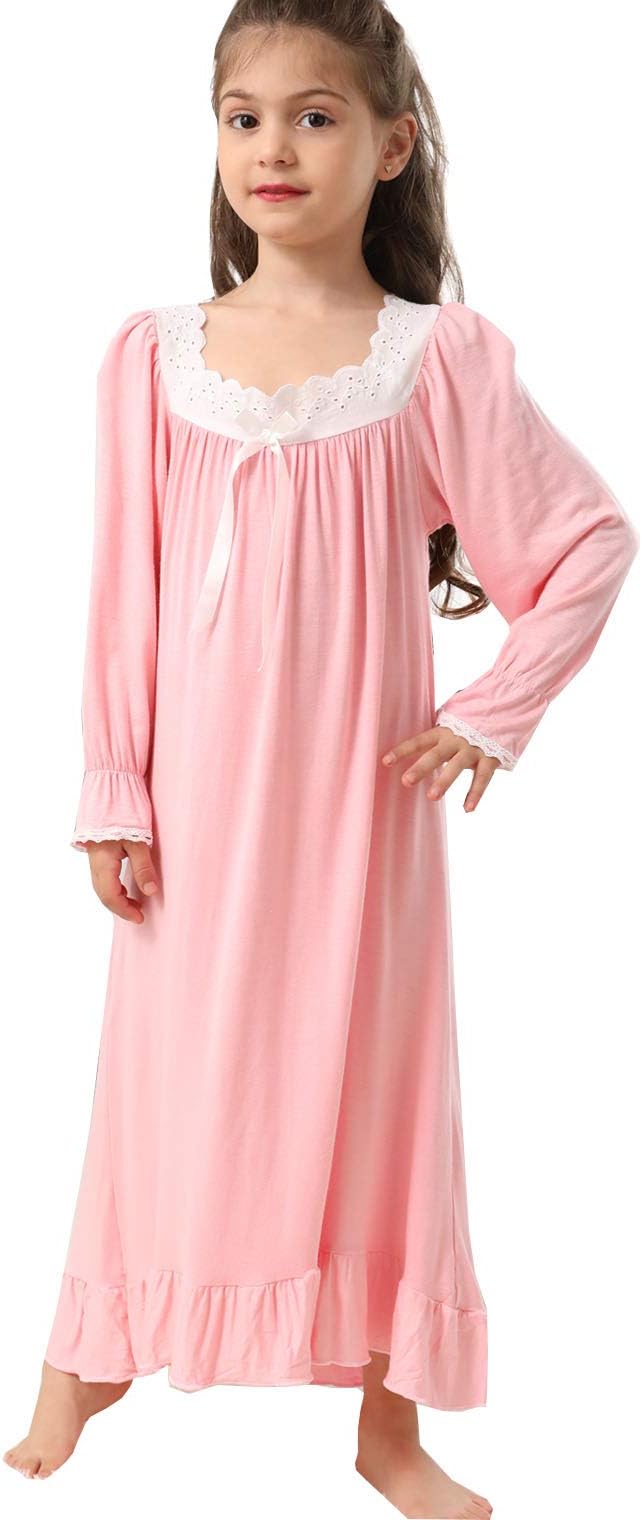 Girls' Princess Nightgowns Lace Sleep Dress Kids Sleepwear 3-12 Years