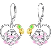 Monkey Earrings Sterling Silver Monkey Dangle Earrings Animal Earrings Monkey Jewelry Birthday Gift for Woman