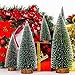 5 Pieces Artificial Mini Christmas Sisal Snow Frost Trees, Bottle Brush Trees Plastic Winter Snow Ornaments Tabletop Trees for Christmas Party Home Decoration