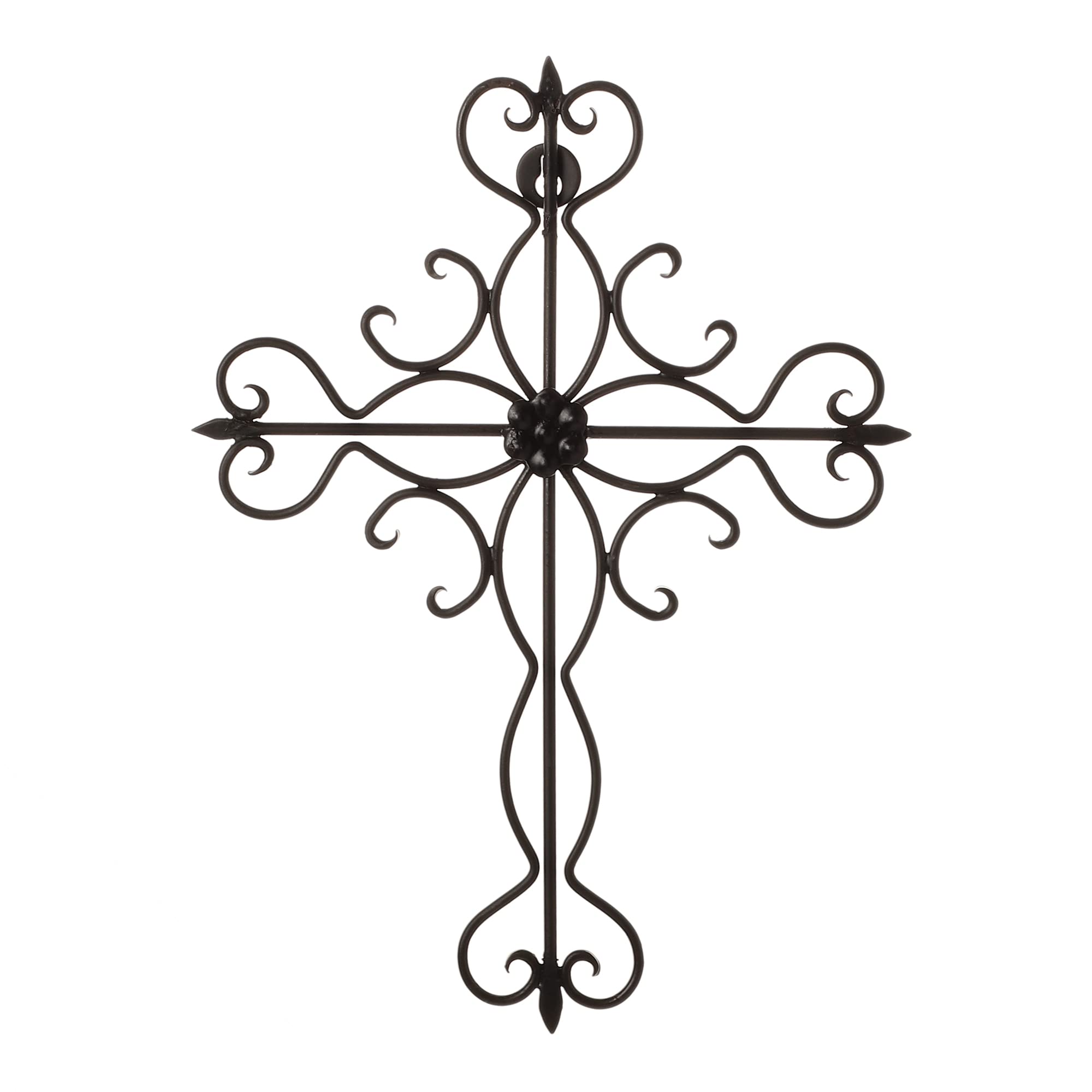 Photo 1 of RELY+ Black Matte Wall Cross 14x10 Inch Living Room Décor Outdoor Crucifix Rustic Wall Decor Metal Wall Art Decorative Hanging Iron Wrought Wall Décor crosses for Indoor Home Halloween Decorations