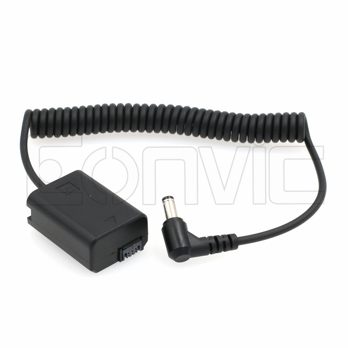 Eonvic NP-FW50 Dummy Battery DC Coupler Adapter Coiled Cable For Sony Cameras