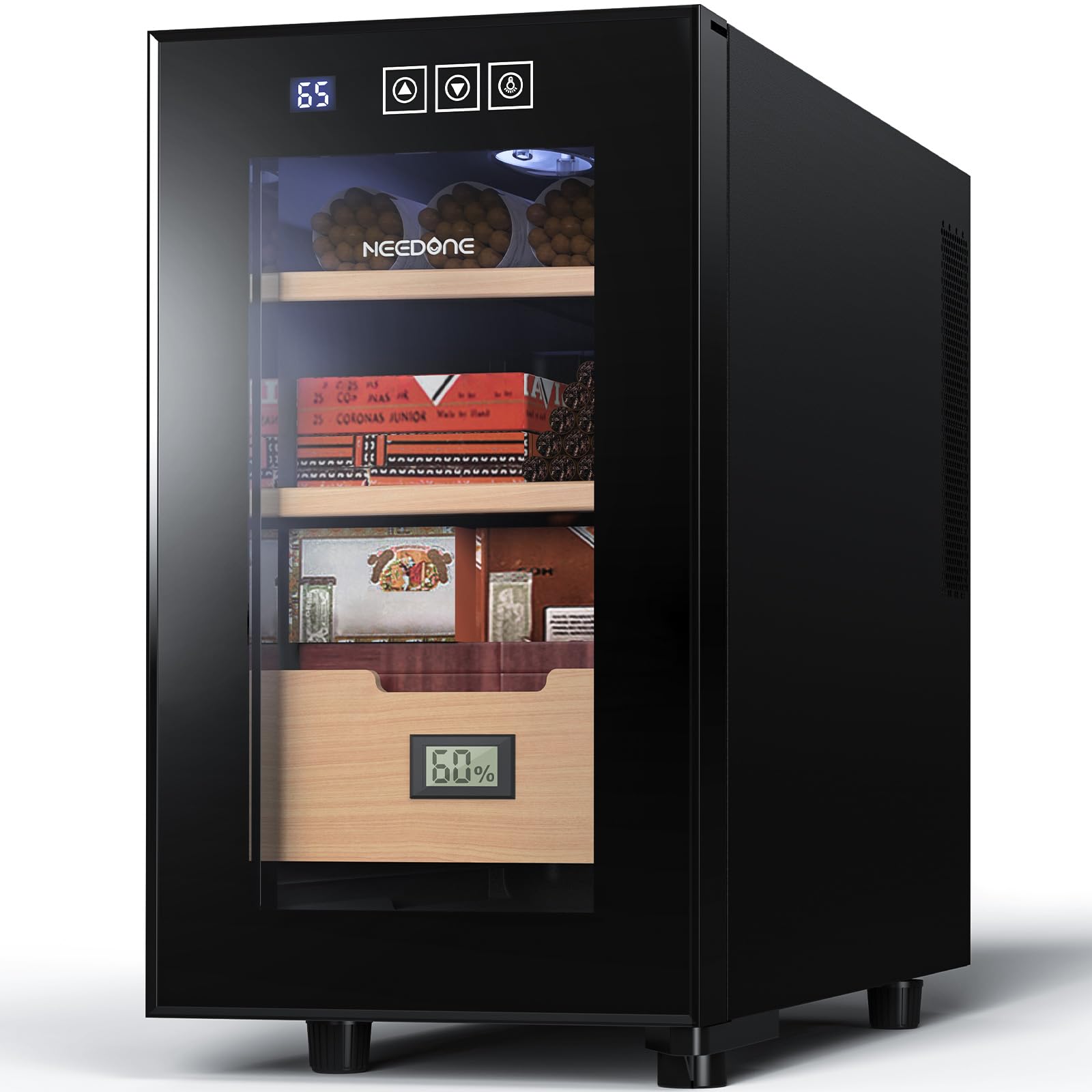Photo 1 of NEEDONE 23L Cigar Humidor, Electronic Cooler Humidor,150 Counts Capacity, with Spanish Cedar Wood Shelves with Digital Hygrometer Displays…