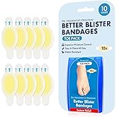 Dr. Frederick's Original Better Blister Bandages - 10 ct - Water-Resistant - 40% More Cushioning - Hydrocolloid Pads for Foot & Toe Protection & Recovery - Blister Relief Pads - Toe Pack