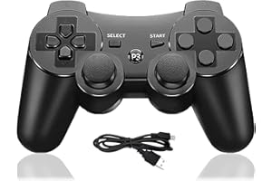 JINHOABF Wireless Controller for PS3 Controller,Built-in Dual Vibration Gamepad Compatible for Playstation 3,with Charger Cable (Black)