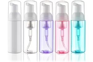 Cosywell Foam Soap Dispenser 2oz 5 Pack Empty Travel Pump Dispenser for Hand Soap Foaming Lash Shampoo for Cleanser, Dispenser(5color)