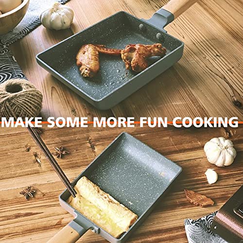Tamagoyaki Pan Square Japanese Omelette Pan,Nonstick Egg Roll Pan,Rectangle Frying Pan Wood