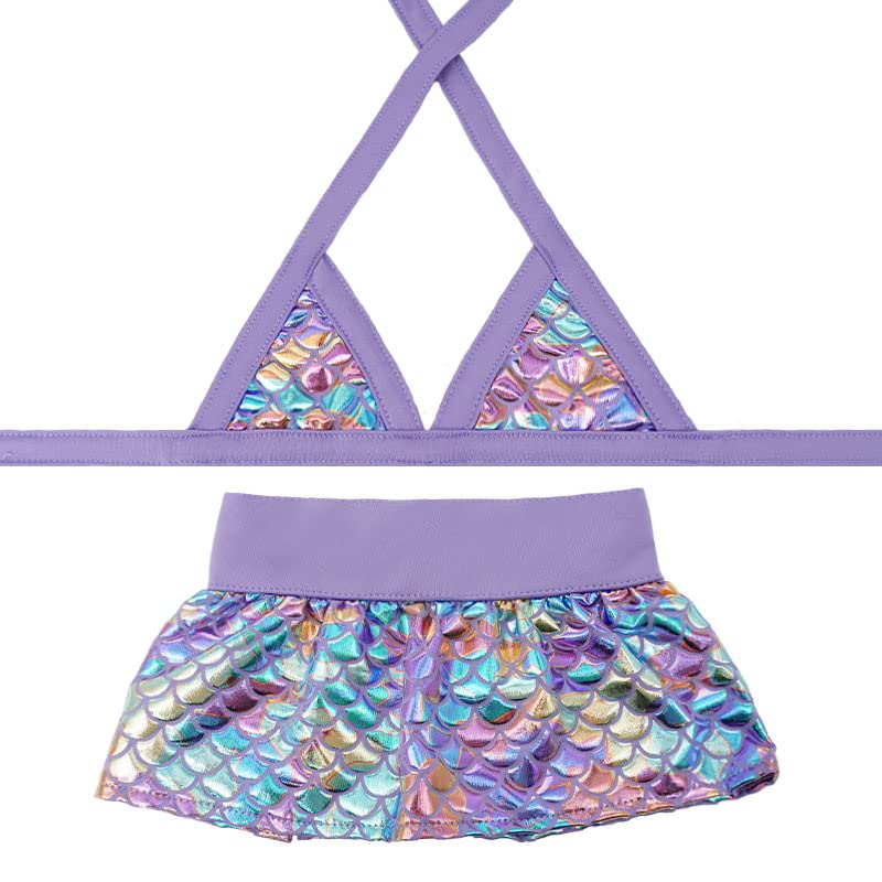 Dog Bikini Set Puppy Bathing Dress Soft Beach Swimsuit Pet Clothes Girl Dog Dresses Outfit Cat Costume for Cats Small Dogs (M:Purple)