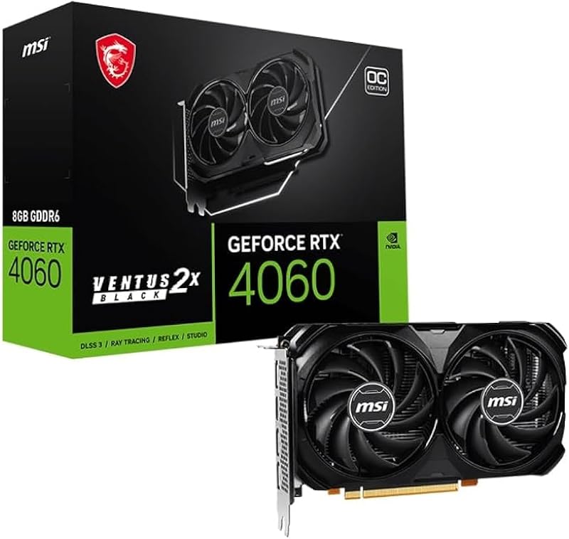 MSI GeForce RTX 4060 Ventus 2X Black 8G OC Graphics Card 8GB GDDR6X