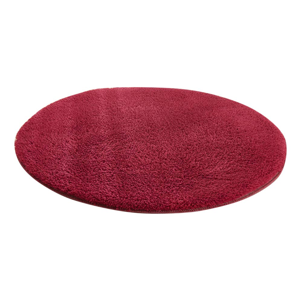 Buy VOSAREA Dark Red Round Faux Fur Area Rug Circular Shaggy Rug Round