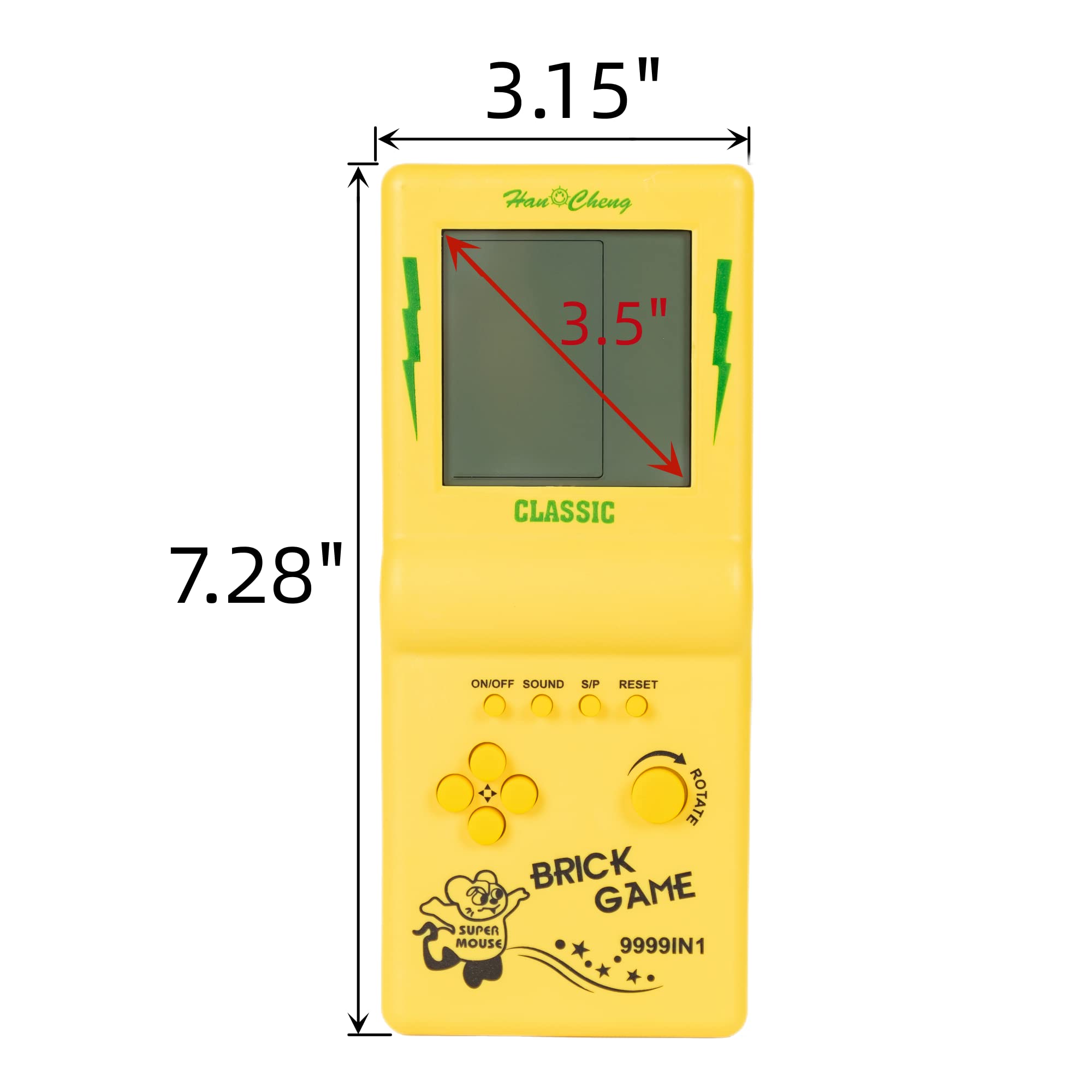 Retro Handheld Game Console,Brick Game Console,3.5-inch Large Screen Yellow Tank/Racing/Building Block Game,Built-in 23 Games