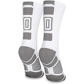 ChalkTalkSPORTS Custom Team Number Crew Socks | Youth & Adult Athletic Socks White | Choose Your Number