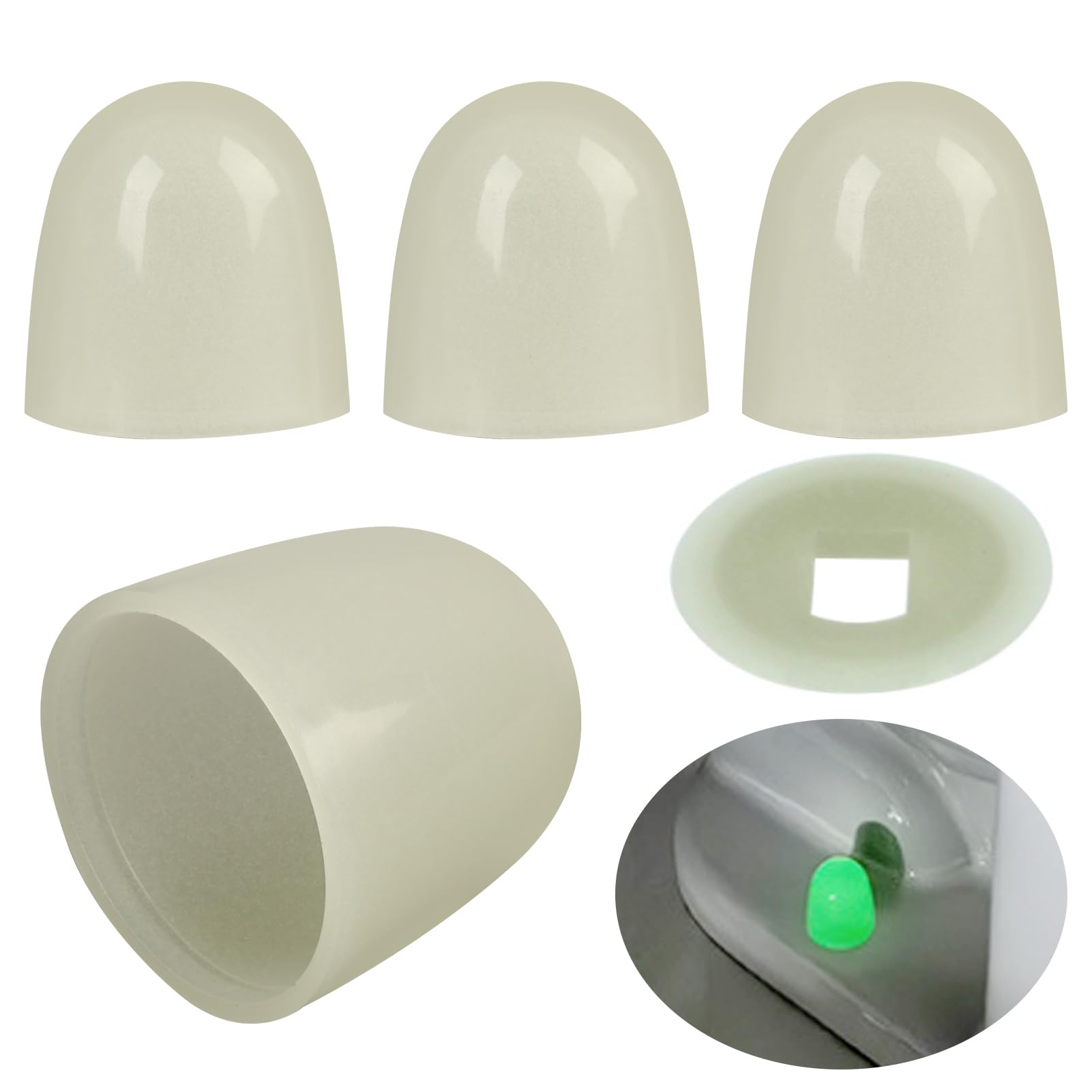 Photo 1 of 4PCS Universal Toilet Bolt Caps Glow in The Dark, Easy Installation Toilet Bolt Covers Decorative with Washers for Nighttime in Homes, Hotels, Offices and Public Restrooms
