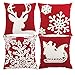 HOSL 4-Pack PSD34 Embroidery Embroidered Merry Christmas Snow Square Decorative Throw Pillow Case Sofa Car Cushion Cover 18x18-inch (Set of 4)