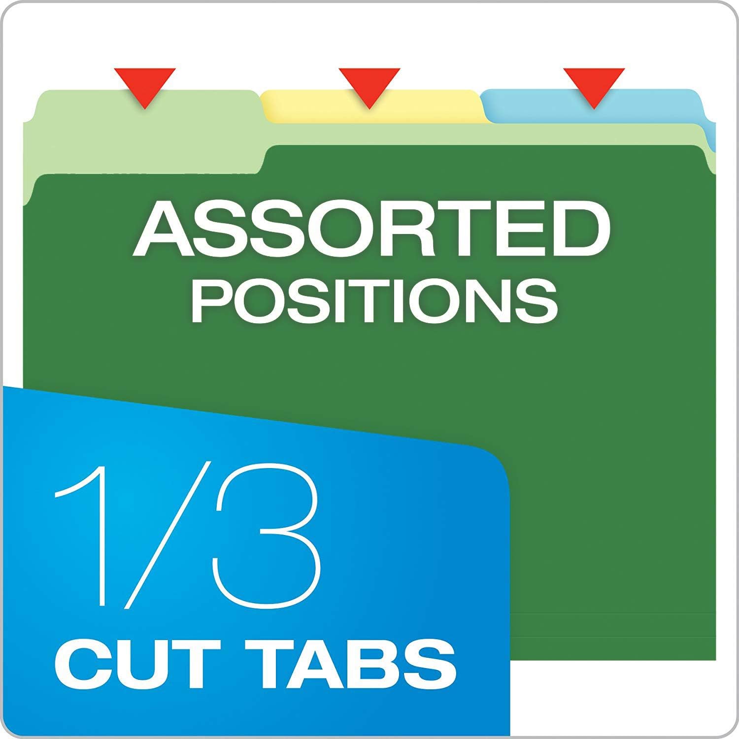 Two-Tone Color File Folders, Letter Size, Assorted Colors, 1/3 Cut, 200 per Box : Office Products