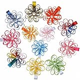 LCLHB Toddler Small Rhinestone Flower Bow Partially Lined Alligator Clip 12 Pack