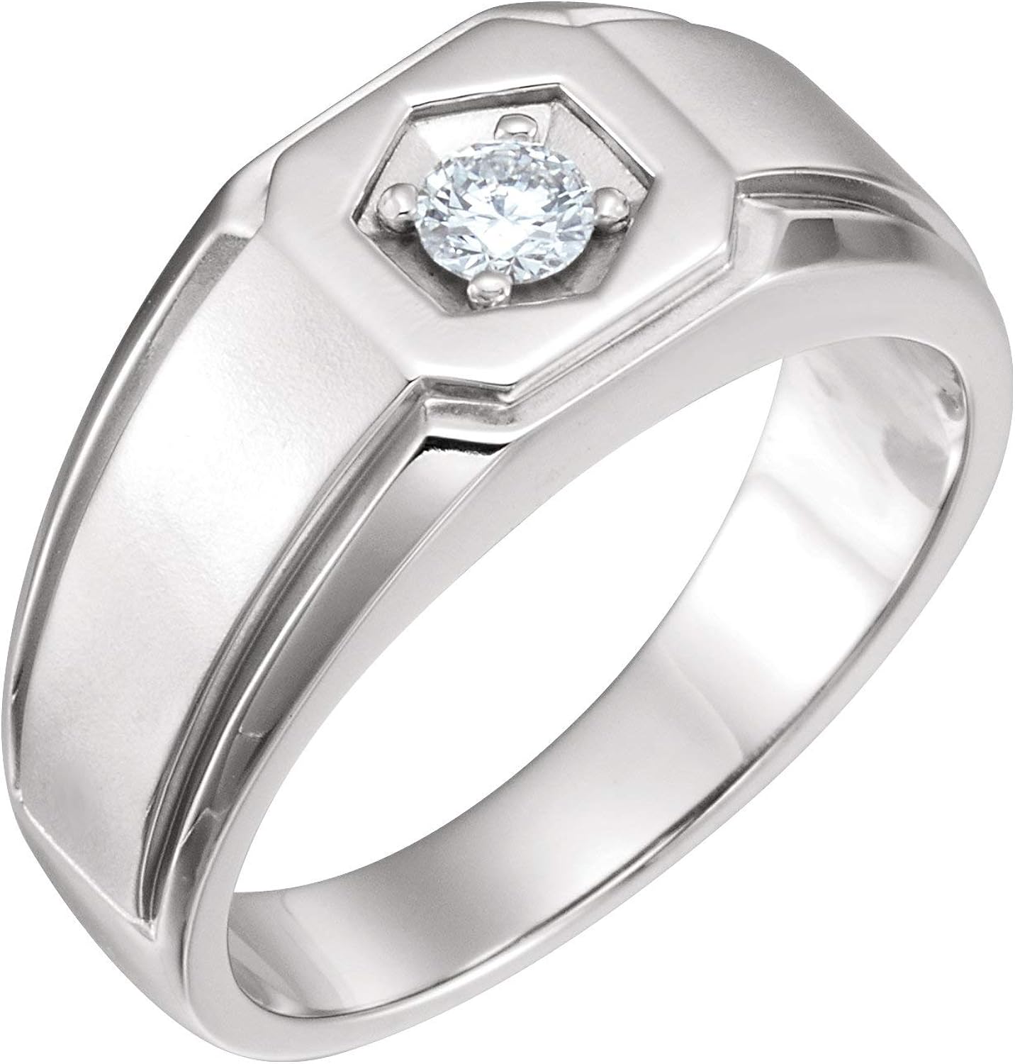 14K White Gold 1/4 CTW Men's Diamond Ring Jewelry