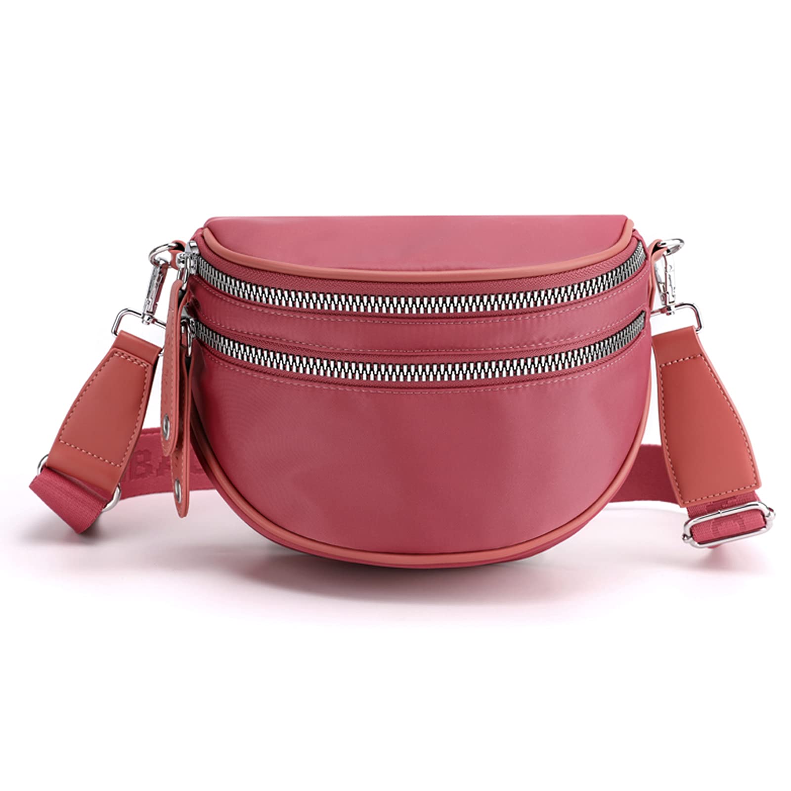 FANDARE Casual Shoulder Sling Bags Teens Crossbody Bag Girls Saddle Satchel Bag Lightweight Multifunctional Messenger Bag for Sport Campus Hiking Cycling Daily Use Waterproof Nylon Oxford Pink