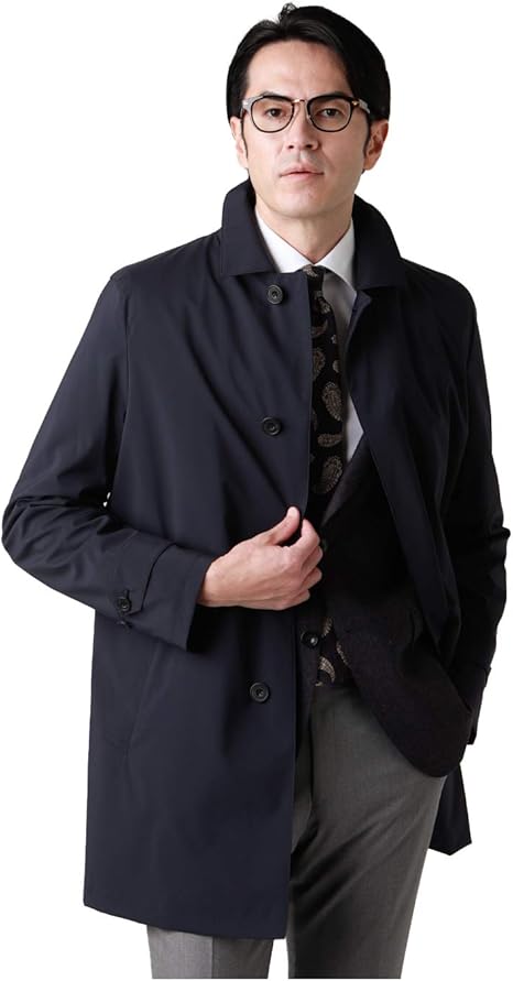 Amazon ニューヨーカー コート ショート マック ストレッチ ナイロン サイトス 3層 ボンディング 撥水 ライナー付き ネイビー M コート ジャケット 通販