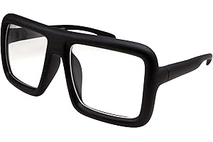 grinderPUNCH Thick Square Frame Clear Lens Glasses Eyeglasses Super Oversized Fashion and Costume