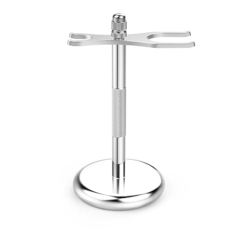 Luxspire Chrome Razor and Brush Stand - Classic Shaving Razor Safety Razor Stand and Brush Stand Holder with Non-Slip Base fo