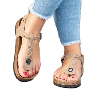 ABsoar Sommer Zehentrenner Frauen Slingback Flip Flops Sommer Strand Sandaletten T-Strap Flache Schuhe Offene Sandalen Bequem