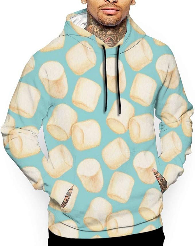 Marshmallows Blue Men's Pullover Novelty Fashion 3D Printed